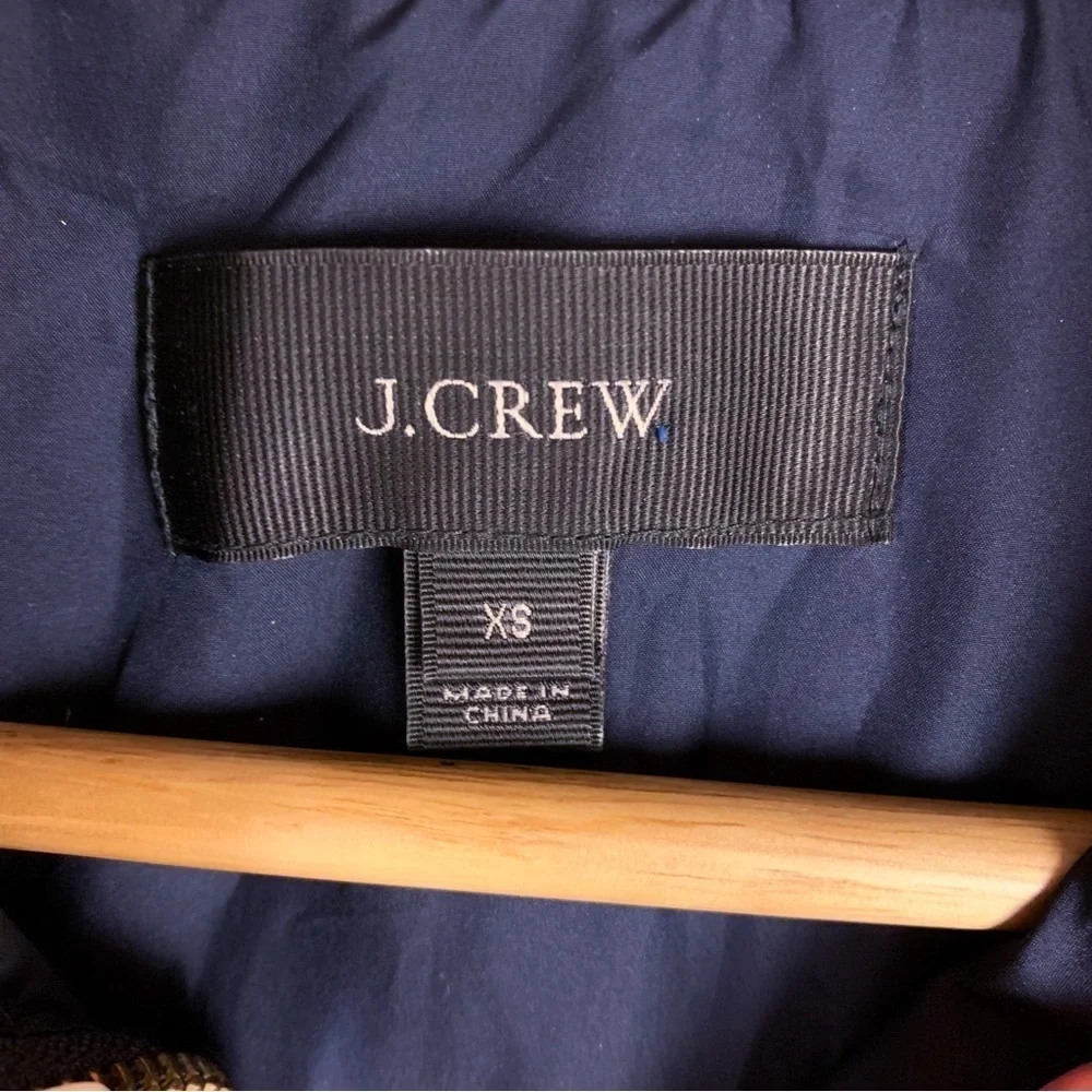 J. Crew Navy White Stripe Down Puffer Vest